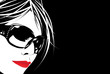 A high contrast illustration of a cute girl wearing sunglasses.