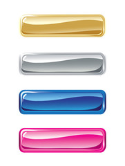 Set of vector glass shone buttons on a white background