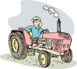 Wall Mural - Farmer and his tractor