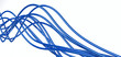 metallic fibre-optical blue cables on a white background
