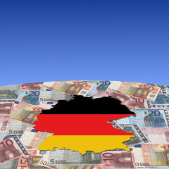 Wall Mural - Germany map flag on euros globe illustration