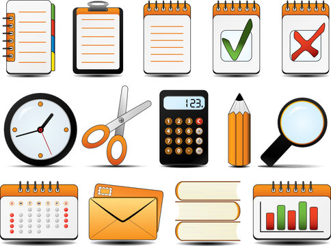 Office Icon Set One. Easy to edit vector.