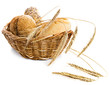 Leinwanddruck Bild - Fresh bread with ears of wheat