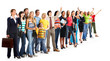 © grinny - Group of the young smiling people. Over white background..