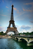 Fototapeta Boho - Eiffel tower and Seine river. HDR image.