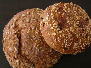 Fresh bread food over wood background