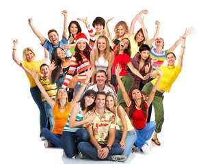 Poster - Happy funny people. Isolated over white background.