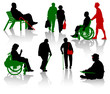 Silhouette of old people and disabled persons