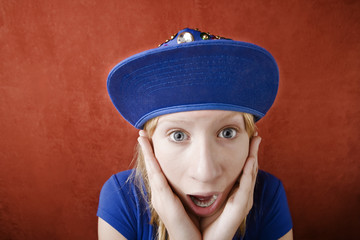 Wall Mural - Close up portrait of shocked teenage girl