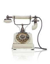 An Old Antique Retro Phone Over White Background