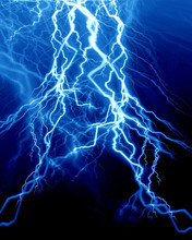 Intense Lightning On A Dark Blue Background