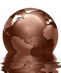 chocolate globe on a solid white background