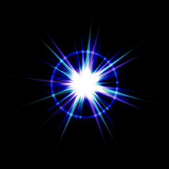 Wall Mural - an abstract lens flare. very bright burst in blue and purple