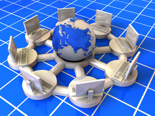 Fototapete - Concept of internet. 3d