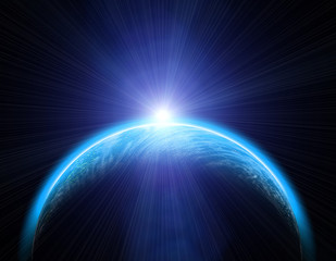Wall Mural - earth with rising sun illustration background