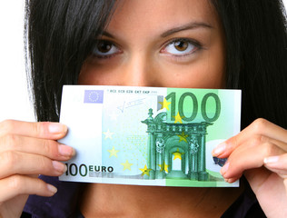 Wall Mural - Teenager mit 100 Euro Geldschein