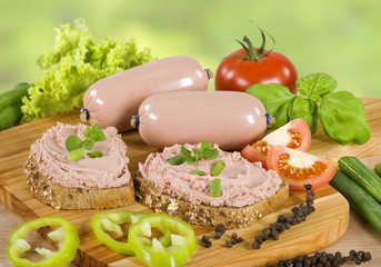 Wall Mural - Wholemeal bread with pate and vegetables