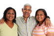Senior Minority Couple With Daughter Set On A White Background