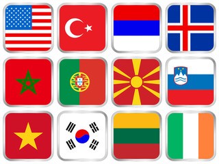 Wall Mural - national flags square icon set