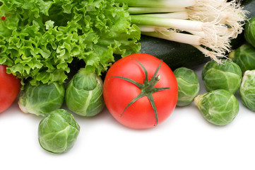 Wall Mural - fresh vegetables on white background