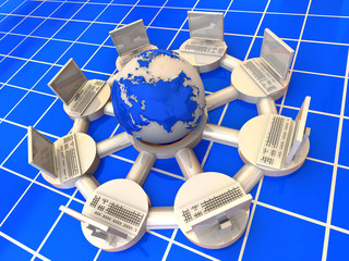 Fototapete - Concept of internet. 3d