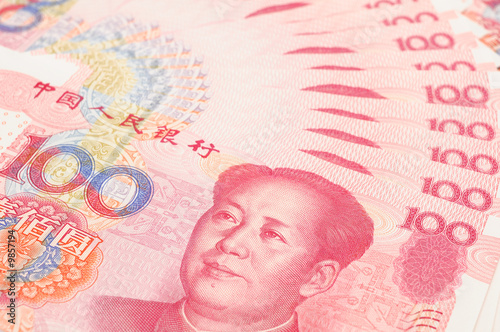 Fotografia, Obraz Closeup of china one hundred yuan bills