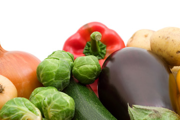 Wall Mural - fresh vegetables on white background