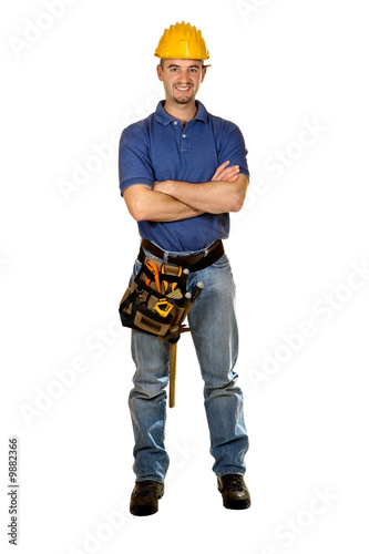 Fotografie, Obraz isolated standing young worker on white background