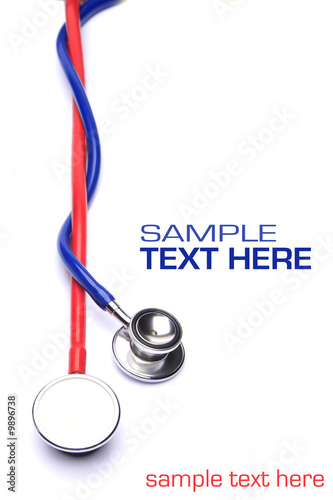 Fotografie, Obraz red and blue stethoscope isolated in white background