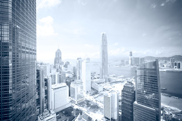 Clear view over business district of HongKong