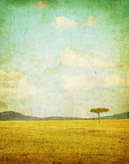 vintage illustration of african landscape