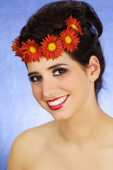 closeup portrait of young beautiful caucasian woman