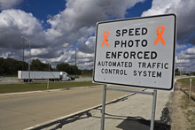 Speed Photo Enforced - Sign On The Expressway
