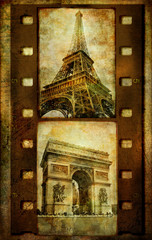 Fototapete - Parisian pictures - vihtage filmstrip