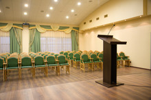 Modern Auditorium Hall For Presentation With Tribune
