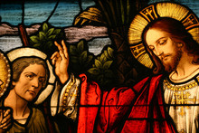 Stained Glass Showing Jesus Blessing A Man