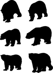 Sticker - six silhouettes of bears