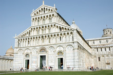 Front Facade Of Cathedral Duomo In Pisa Tuscany Italy