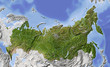 Russia. Shaded relief map, colored for vegetation.
