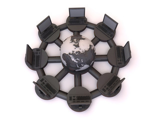 Fototapete - Concept of internet. 3d