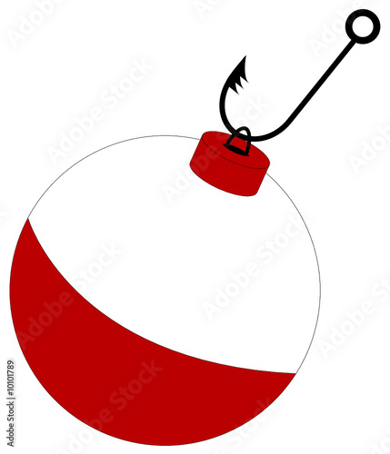 Download Barbed Fishing Hook Attached To Red And White Bobber Stock Vector Adobe Stock