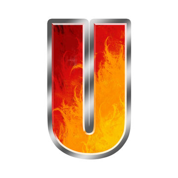 Burning letters alphabet U