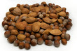 Almonds and nuts on a white background