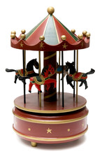 Wooden Toy Carousel On A White Background