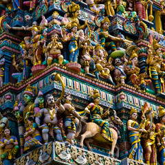 hindu temple in singapore crowded with statues