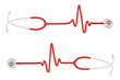 Stéthoscope rouge en forme d'électrocardiogramme