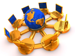 Fototapete - Concept of internet. 3d