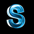 letter S in blue glass 3D