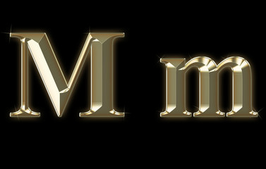 Exclusive collection font from brushed gold - M,m