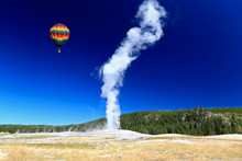 The Old Faithful Geyser In Yellowstone National Park